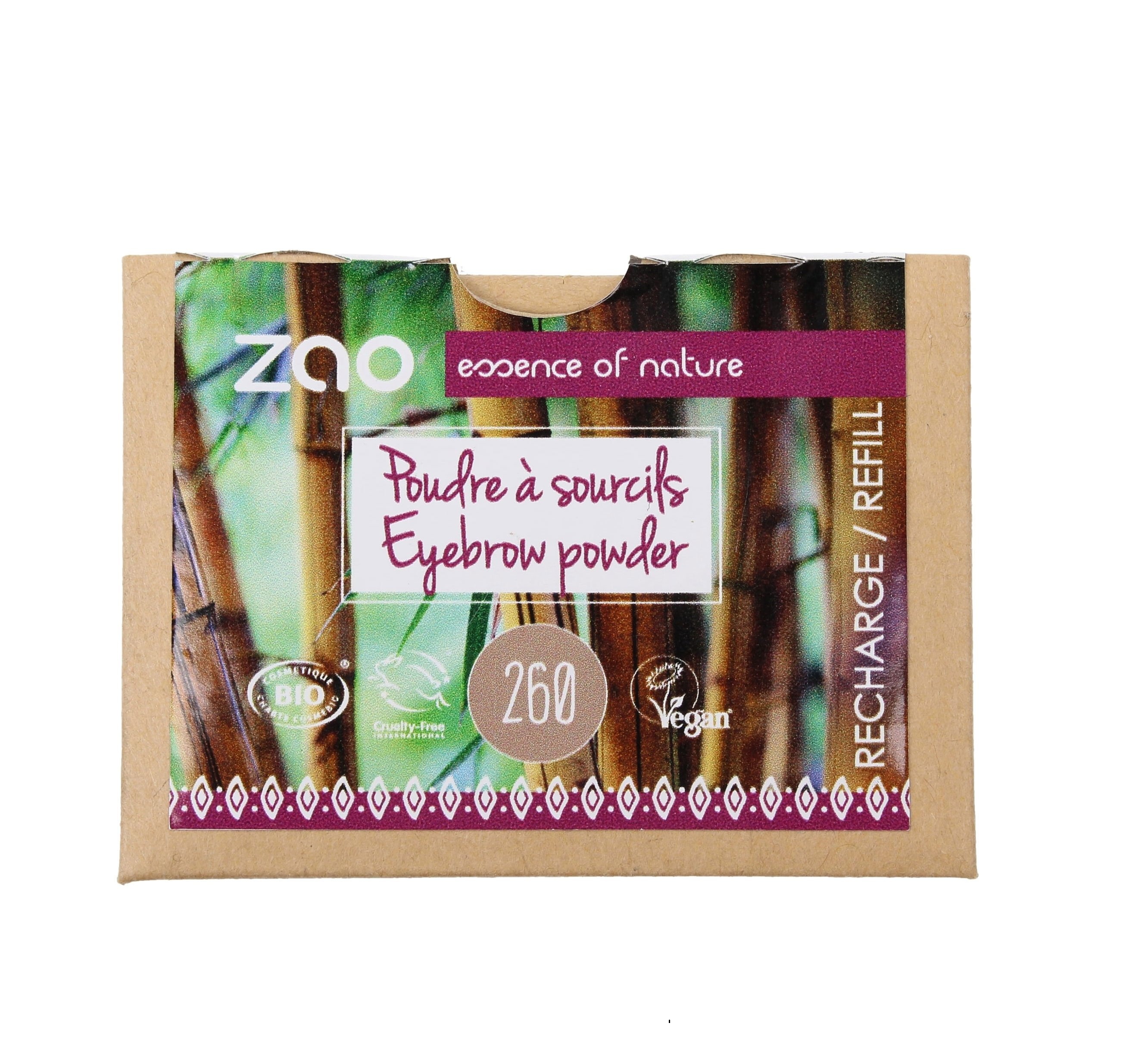 Βιολογική σκιά φρυδιών σε 3 αποχρώσεις - REFILL - 3g ZAO ORGANIC MAKE UP